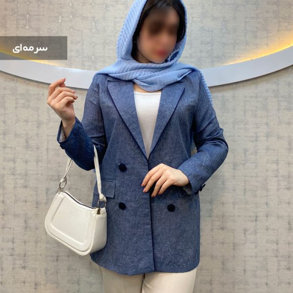 تک کت دخترانه بهاره جنس ژاکارد رنگ سرمه ای