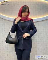 تک کت زنانه طرح دیپلمات جنس پرسین رنگ سرمه ای