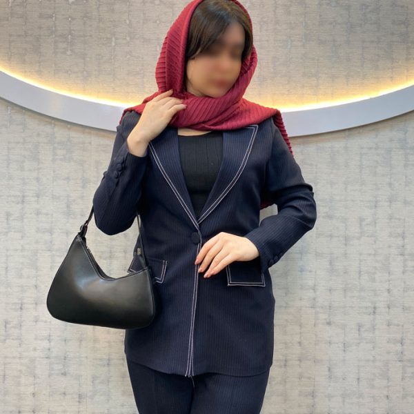 تک کت زنانه طرح دیپلمات جنس پرسین رنگ سرمه ای