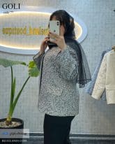 مانتو کتی جنس لینن ژاکارد رنگ طوسی