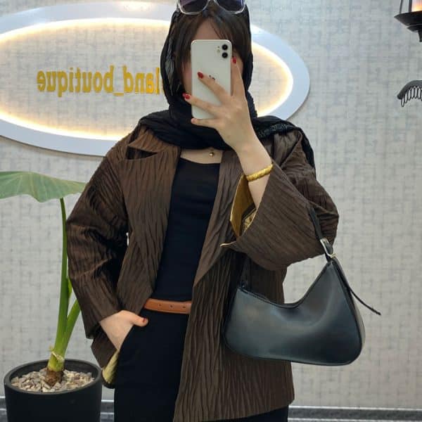کت زنانه بهاره جنس ژاکارد شکلاتی