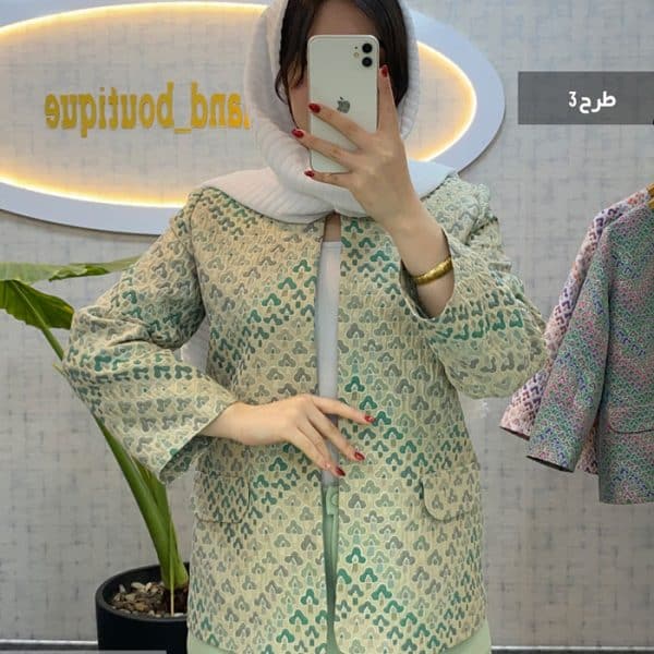 کت زنانه پارچه ژاکارد ترک رنگ سبز