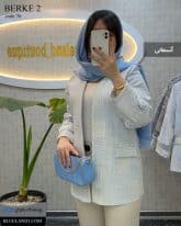 کت مزونی زنانه پارچه ژاکارد آبی