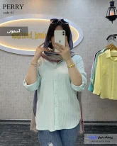 شومیز مانتویی دخترانه جنس پری ترک رنگ آسمونی