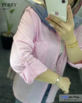 شومیز مانتویی زنانه جنس پری ترک رنگ صورتی