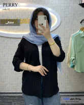 شومیز مانتویی زنانه جنس پری ترک رنگ مشکی