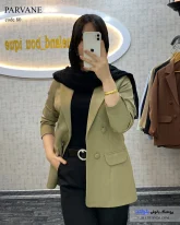 تک کت زنانه بهاره جنس مازراتی رنگ سبز خاکی