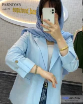 کت زنانه جنس لنین شانتو رنگ آبی آسمونی