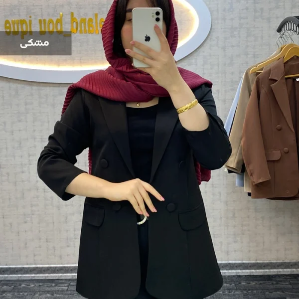 مانتو کتی زنانه رنگ مشکی جنس مازراتی