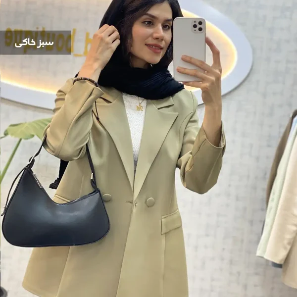 خرید تک کت زنانه جنس مازراتی رنگ سبز خاکی