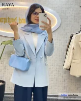 تک کت زنانه پارچه مازراتی رنگ آسمانی