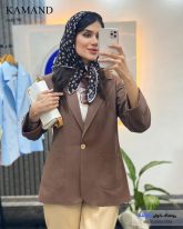 کت زنانه تابستانی رنگ شکلاتی جنس لینن پنبه