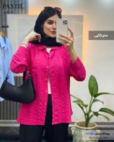 مانتو شومیزی دخترانه رنگ سرخابی جنس لینن کنفی