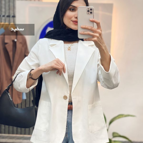 مانتو کتی زنانه جنس لنین پنبه رنگ سفید