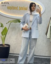 تک کت زنانه پارچه مازراتی رنگ آسمانی