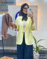 خرید تک کت دخترانه تابستانی جنس لنین پنبه رنگ لیمویی