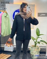 شومیز مانتویی دخترانه جنس لینن کنفی رنگ مشکی