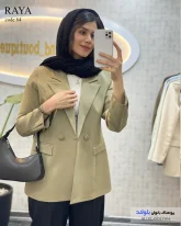 خرید تک کت زنانه جنس مازراتی رنگ سبز خاکی