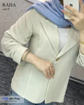 کت زنانه تابستانی جنس لنین کنفی رنگ استخوانی