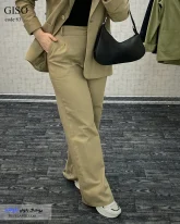 کت و شلوار زنانه جنس لینن پنبه درجه یک رنگ نسکافه ای