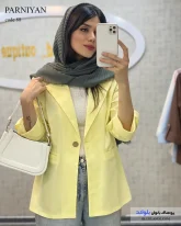 کت زنانه تابستونی رنگ زردکره ای جنس لینن