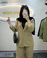 کت و شلوار زنانه جنس لینن پنبه درجه یک رنگ نسکافه ای