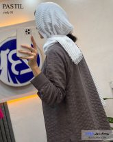 شومیز مانتویی زنانه جنس لنین کنفی رنگ قهوه ای خاکی