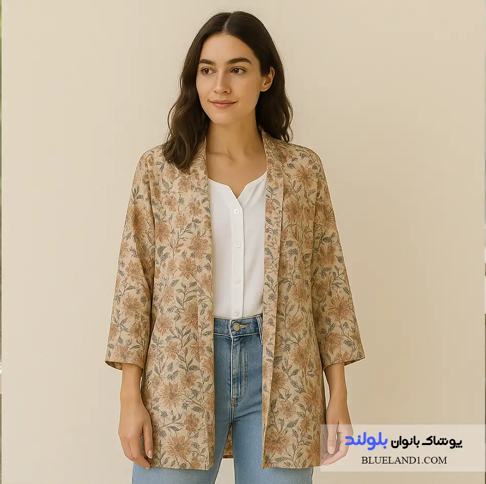  استایل تابستانی با مانتو لینن کرم و شومیز سفید