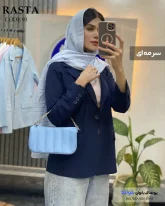 کت زنانه جنس لینن پنبه رنگ سرمه ای