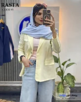 کت دخترانه تابستانی رنگ زرد کره ای جنس لینن پنبه
