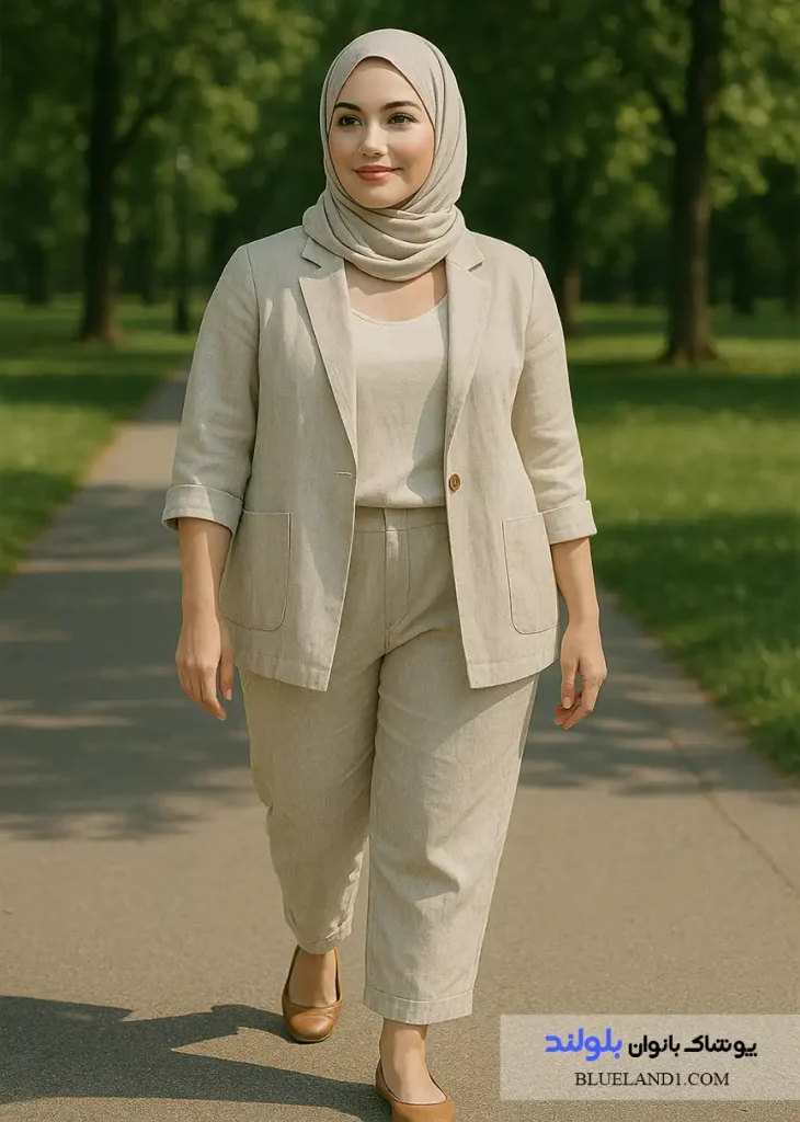 مدل کت تابستانی مناسب اندام چاق از جنس لینن برای روزهای گرم