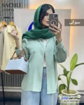 خرید مانتو شومیزی زنانه تابستونی جنس دلیسه رنگ سبز آبی