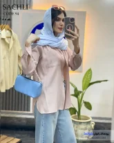 شومیز مانتویی تابستانه زنانه جنس دلیسه رنگ صورتی