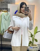 شومیز مانتویی دخترانه تابستونی جنس دلیسه رنگ سفید