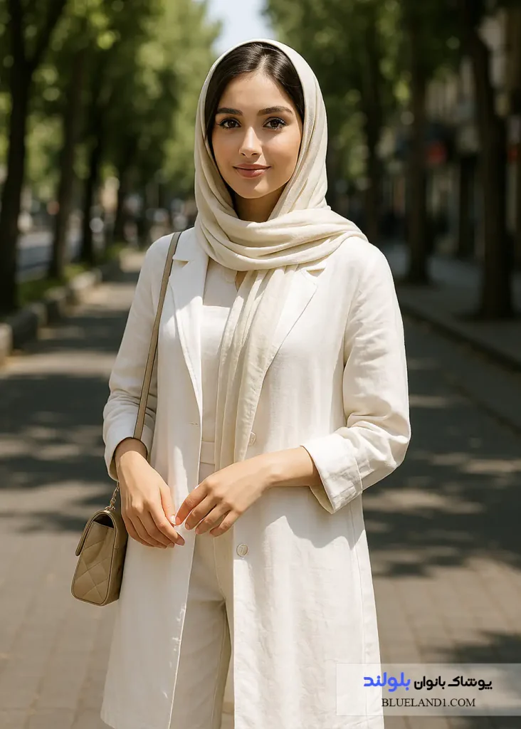 محافظت از مانتوی سفید تابستانی در فضای شهری