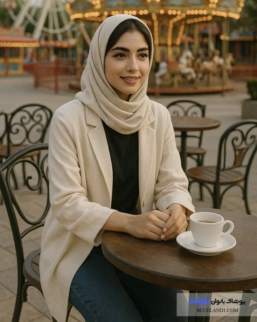 مانتو جلو باز کرم رنگ برای استایل تابستانه نیمه‌رسمی