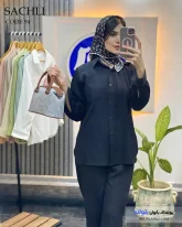 خرید شومیز مانتویی تابستونی جنس دلیسه رنگ مشکی
