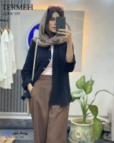 مانتو کوتاه تابستانی زنانه جنس لینن دبل فیس رنگ مشکی