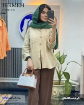 خرید شومیز مانتویی دخترانه جنس لینن دبل فیس رنگ کرم نسکافه ای