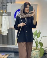 مانتو کوتاه تابستانی زنانه جنس لینن دبل فیس رنگ مشکی