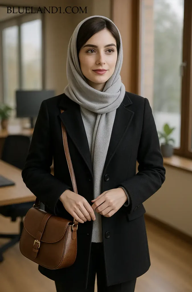 کت فوتر مشکی زنانه پاییزی مناسب محل کار.